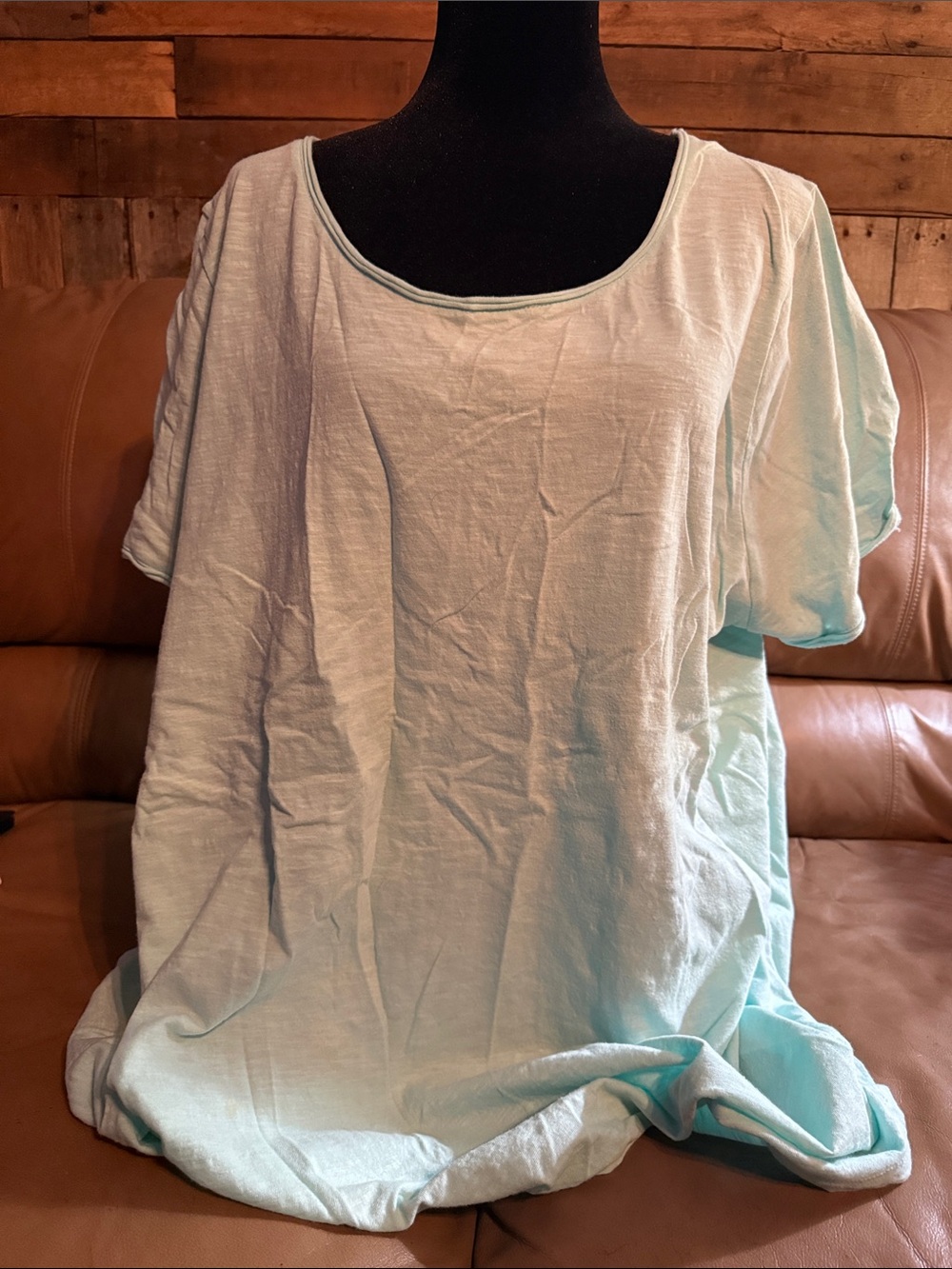 Lane Bryant Light Aqua Scoop Neck Short Sleeve Tee